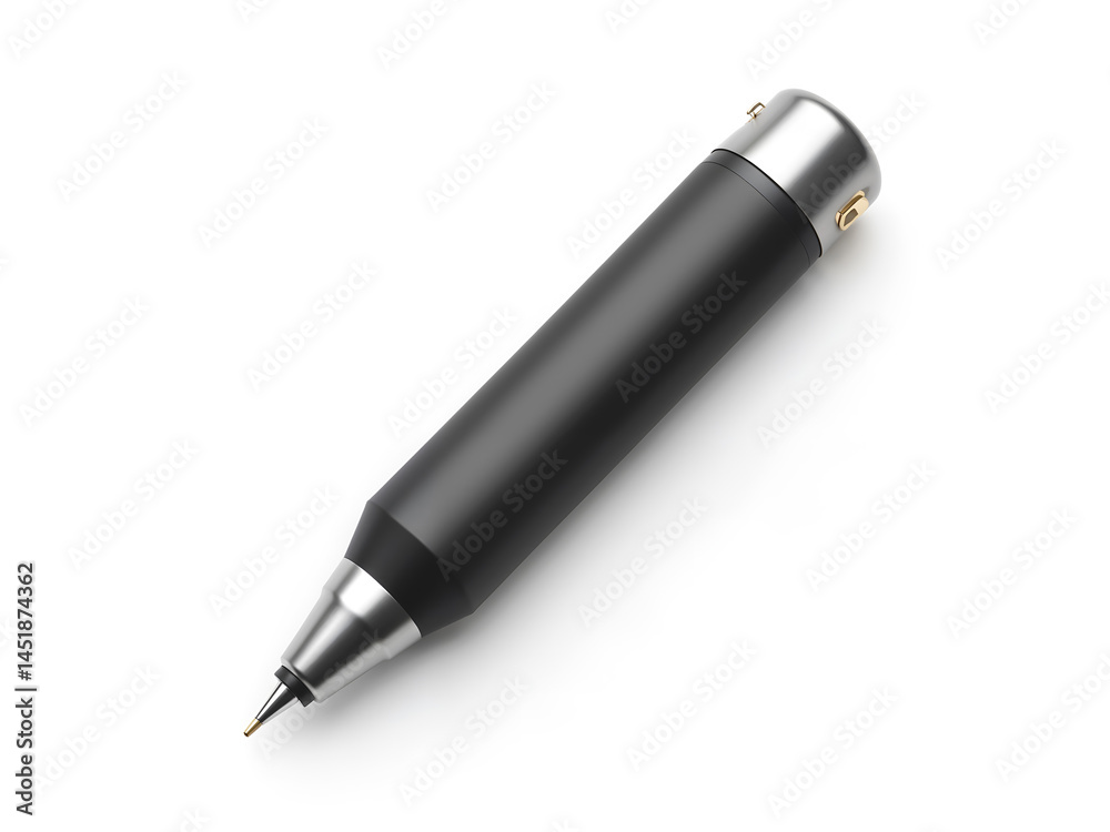 Modern matte black pen isolated on white background, ideal for branding mockups, office themes, or minimal stationery presentations. Generative AI