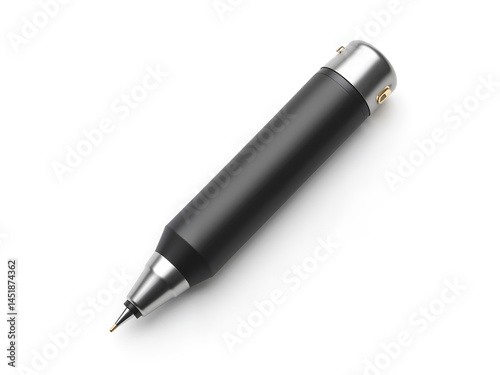 Obraz na płótnie Modern matte black pen isolated on white background, ideal for branding mockups, office themes, or minimal stationery presentations. Generative AI w salonie