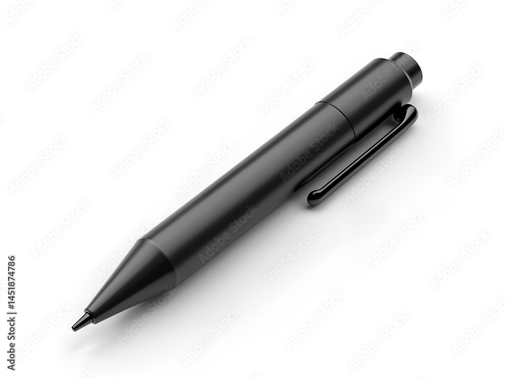 Modern matte black pen isolated on white background, ideal for branding mockups, office themes, or minimal stationery presentations. Generative AI