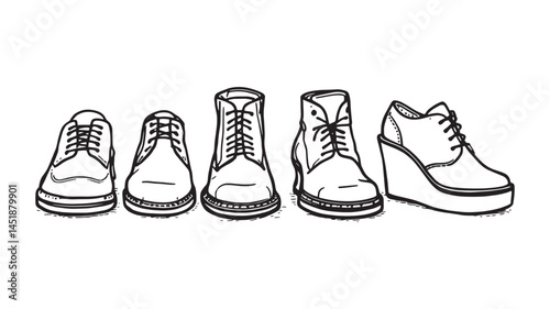 Leather Shoes Line Art Illustration Capturing Style and Elegance