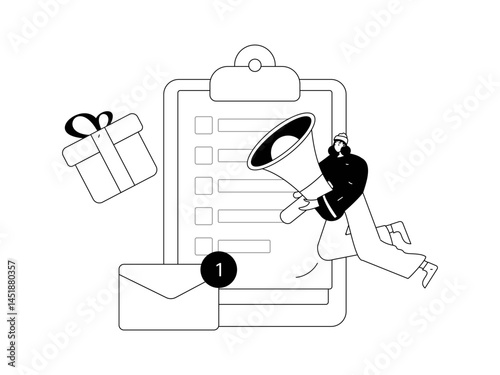 Invite friends to conduct questionnaire flat vector concept operation hand drawn illustration
