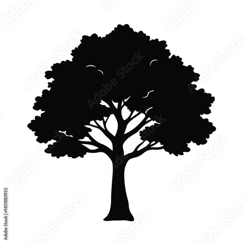 detailed big tree silhouette vector dynamic shape