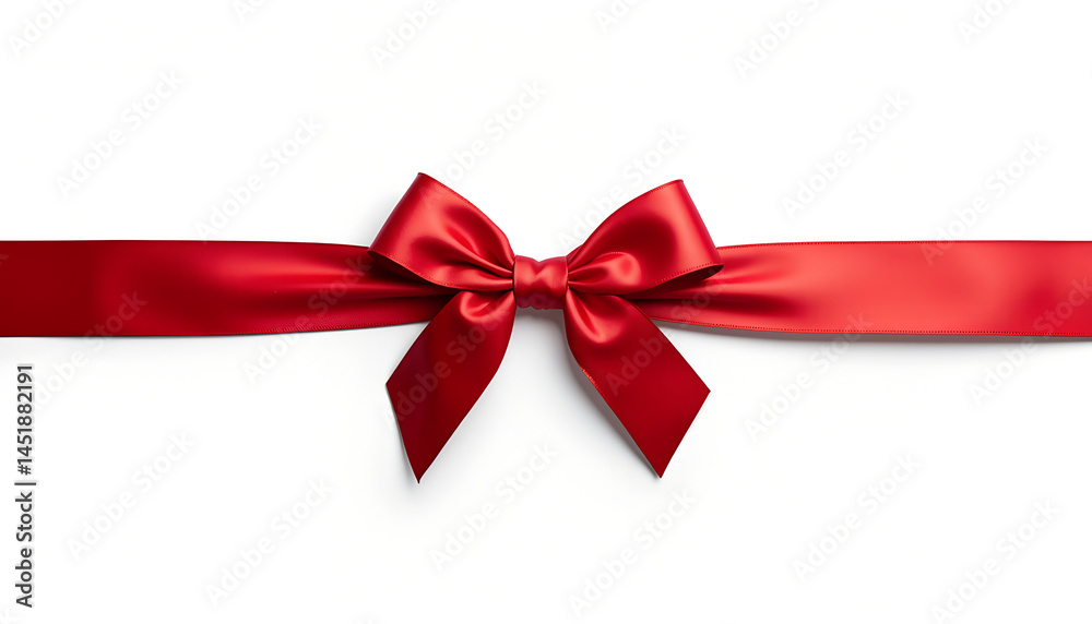 Red Satin Ribbon Bow on White Background Red Satin Ribbon Bow on White Background