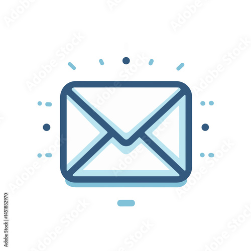 vector envelope icon representing email communication in blue colors, copy space