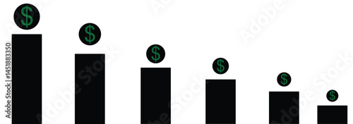cost reduction icon vector. dollar decrease sign. profit decrease symbol. cost saving sign. vector illustration