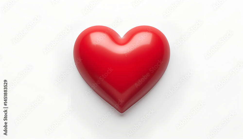 Red heart symbolizing love and affection on white background Red heart symbolizing love and affection on white background
