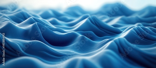 Blue wavy digital landscape, abstract background