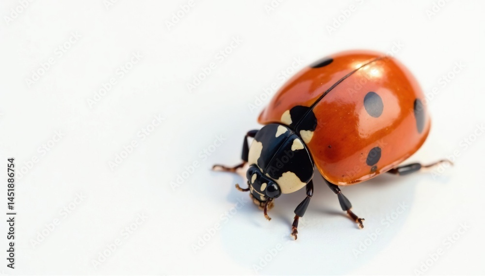 Close-up of a ladybug on a pristine white background, ladybug, nature, design element Close-up of a ladybug on a pristine white background, ladybug, nature, design element