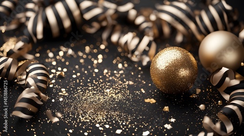 Elegant Black Gold Christmas Background Glitter