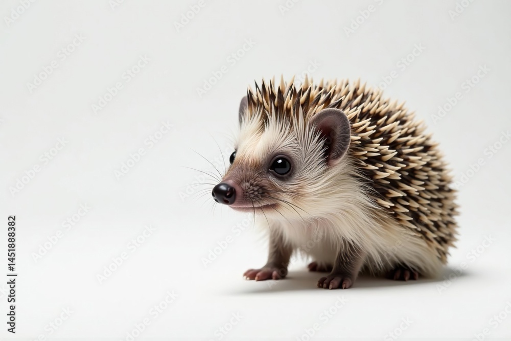 Obraz premium A lone hedgehog on a bright white backdrop Sharp detail, neutral expression , wildlife, isolated