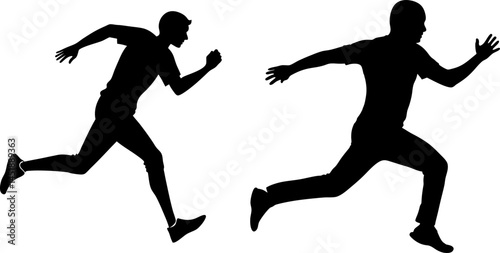 Running man silhouette vector illustration: athlete sprinting graphics