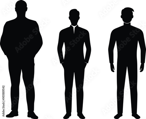 Vector silhouettes of men in different styles