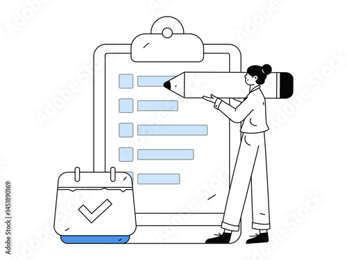 Invite friends to conduct questionnaire flat vector concept operation hand drawn illustration
