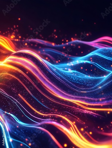 Vibrant Multicolor Psychedelic Background: Neon Electric Waves & Shimmering Glow
