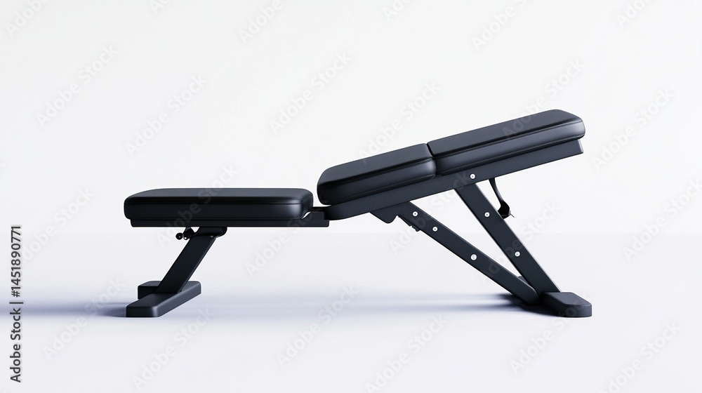 Black adjustable weight bench, angled Black adjustable weight bench, angled
