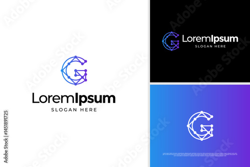 Letter G technology logo concept creative. Initial G digital logo design template
