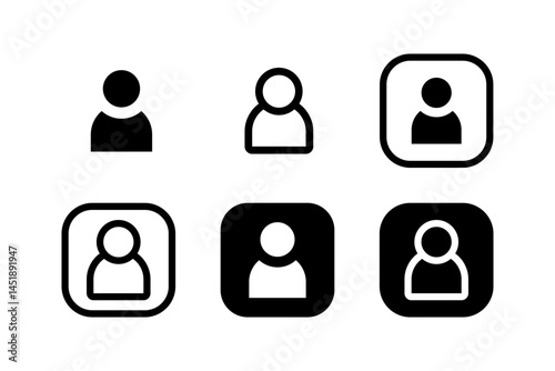Person icon set. Profile icon. Human, avatar, user symbol. Name icon for business card, app, advertisement.