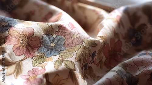 Obraz na płótnie Vintage Floral Cotton Fabric Close-Up with Detailed Textile Patterns w salonie