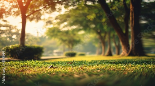 Obraz na płótnie Soft Blurred Nature Background with Trees and Grass at Sunset w salonie
