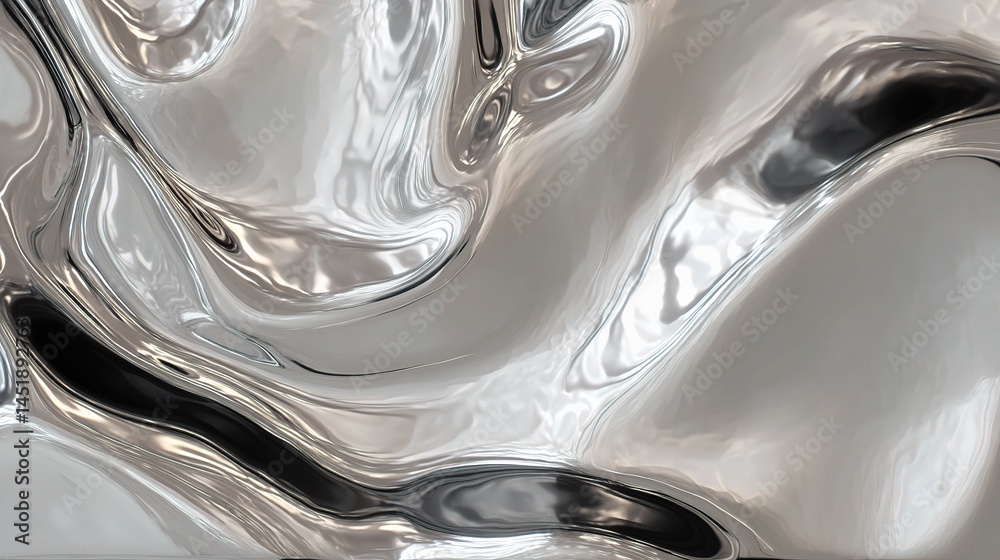 Mesmerizing Silver Reflective Texture with Ripples and Shimmering Effect