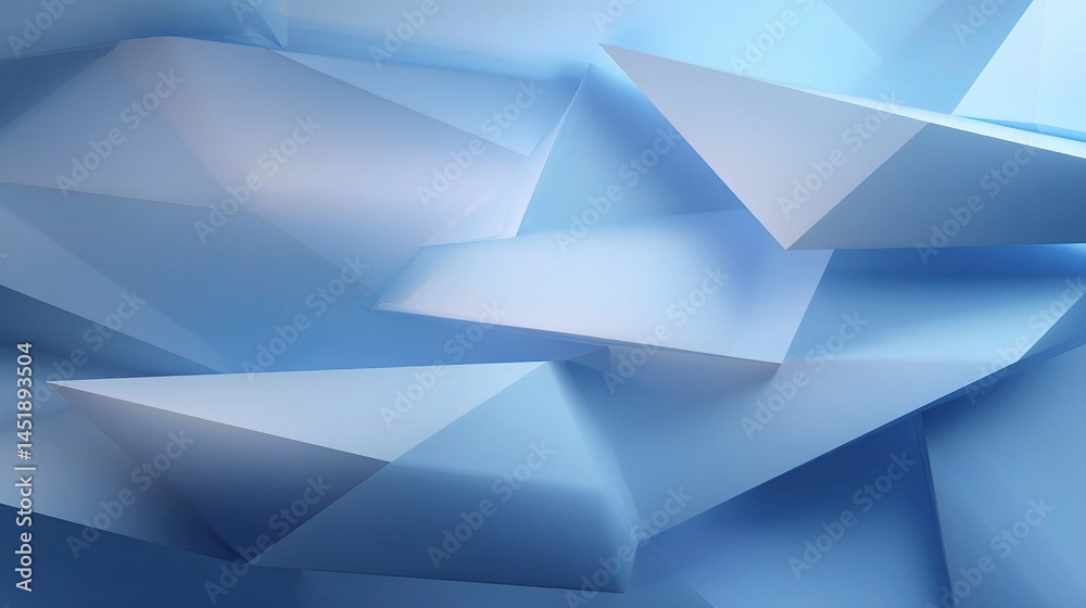 Modern Abstract Blue Geometric Polygon Shapes in Layered Design