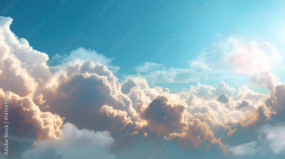 High Resolution Sky Panorama with Soft Clouds and Blue Atmosphere