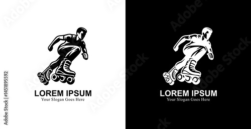 Logo design in the form of a man playing roller skates