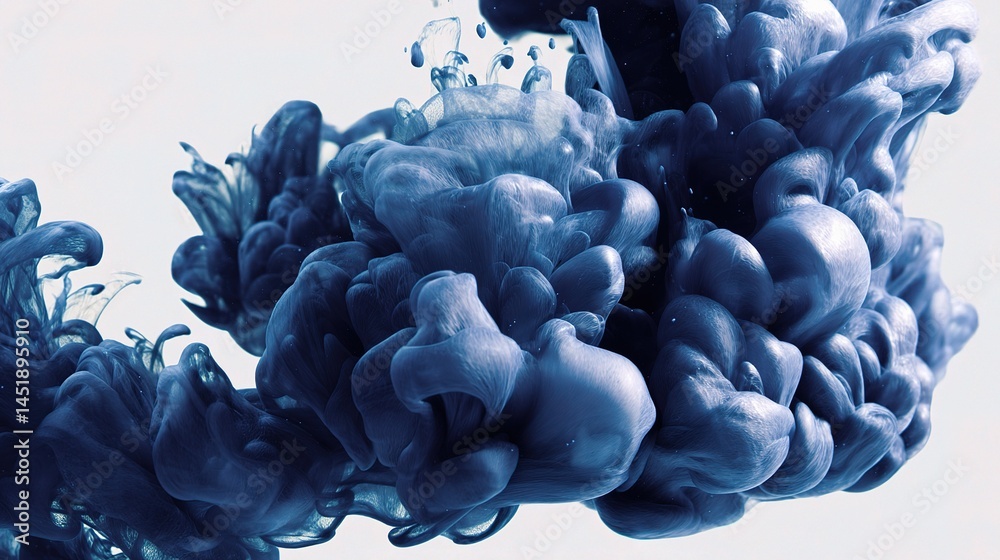 Ink Drops Falling in Clear Water Forming Swirling Art Patterns