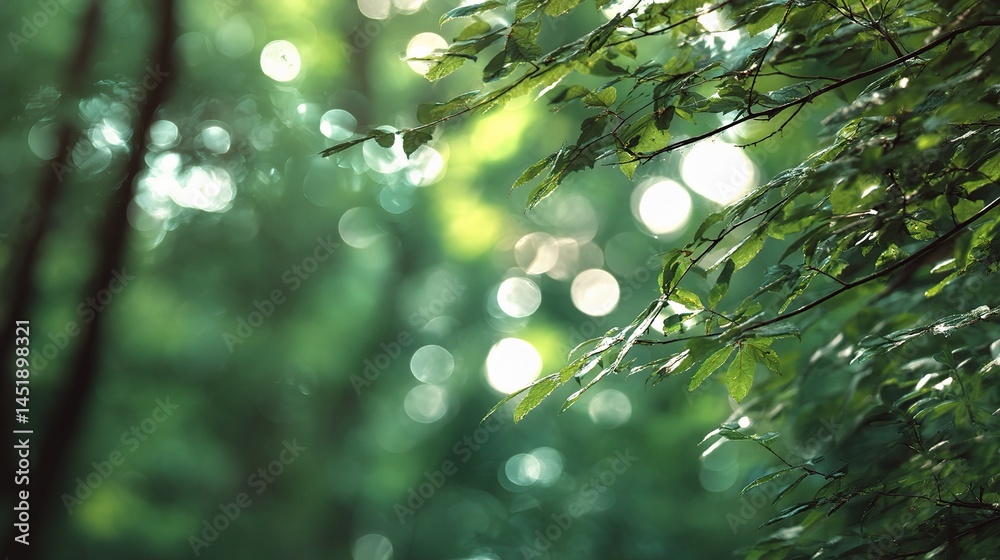 Subtle Movement of Light Through Forest Leaves in Bokeh Effect