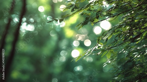Obraz na płótnie Subtle Movement of Light Through Forest Leaves in Bokeh Effect w salonie