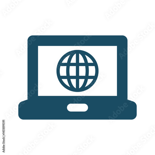 Internet connection icon on laptop svg cut file. Isolated vector illustration.