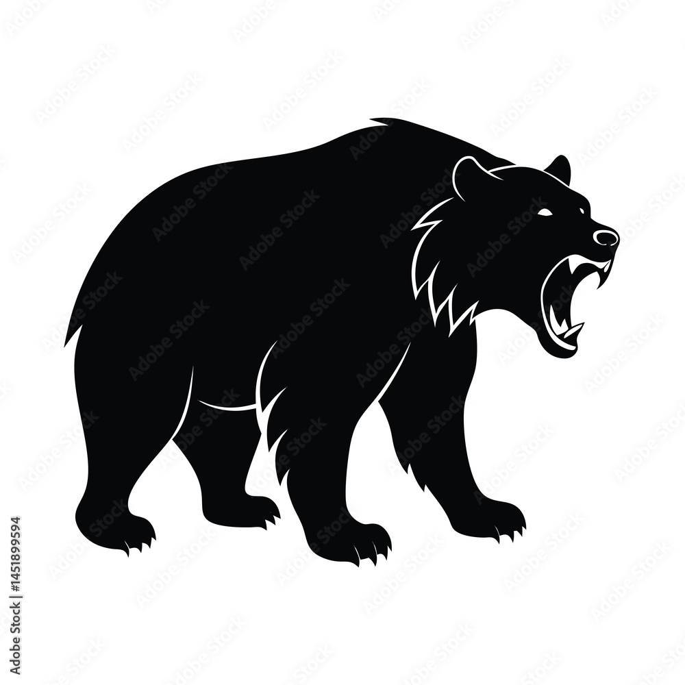 Fototapeta premium silhouette of dangerous grizzly bear attacking 9