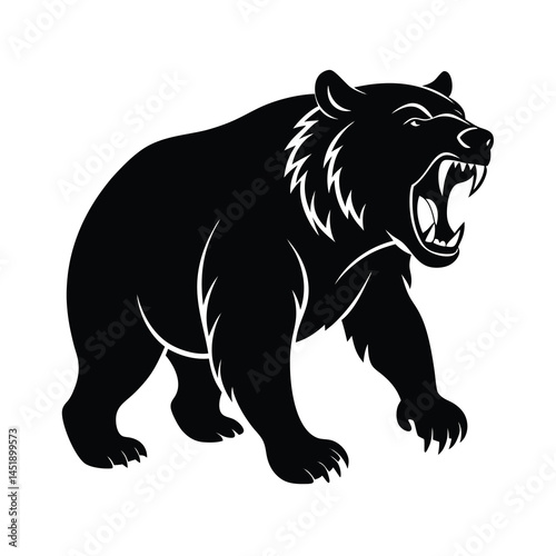 silhouette of dangerous grizzly bear attacking 29