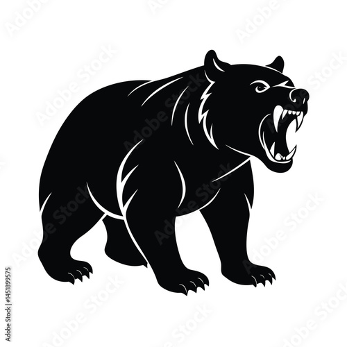 silhouette of dangerous grizzly bear attacking 2