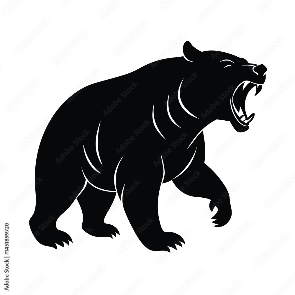 Fototapeta premium silhouette of dangerous grizzly bear attacking 19