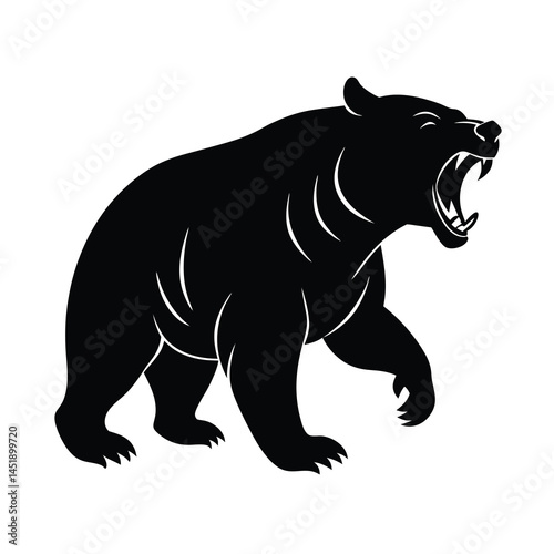 silhouette of dangerous grizzly bear attacking 19