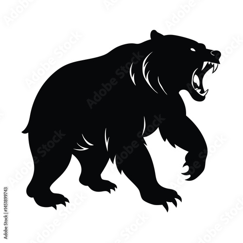 silhouette of dangerous grizzly bear attacking 23