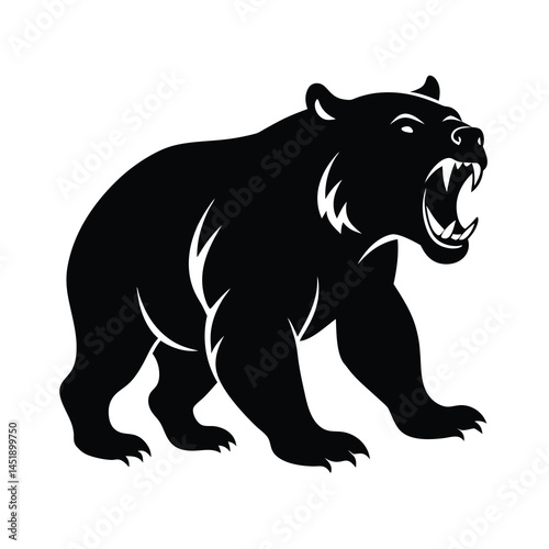 silhouette of dangerous grizzly bear attacking 26