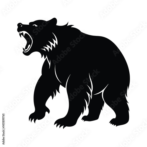 silhouette of dangerous grizzly bear attacking 28