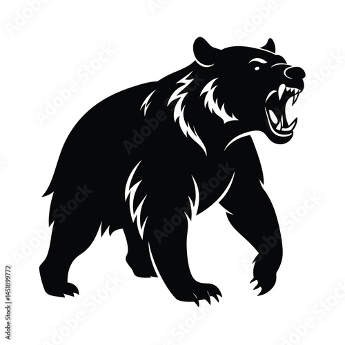 silhouette of dangerous grizzly bear attacking 27