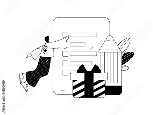 Invite friends to conduct questionnaire flat vector concept operation hand drawn illustration
