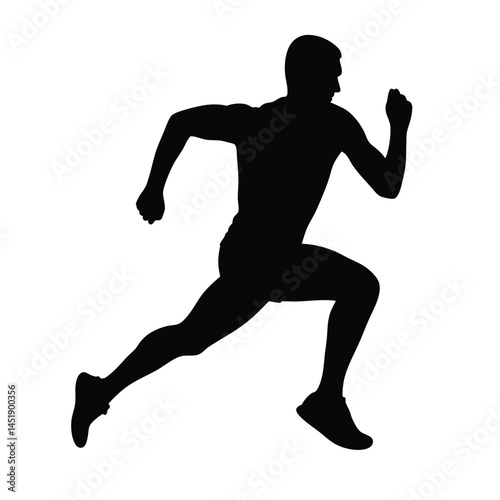 Silhouette of a man running, sprinting in motion