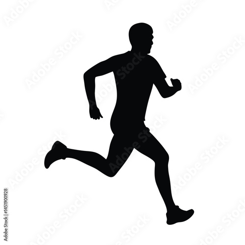 Silhouette of a man running, sprinting in motion