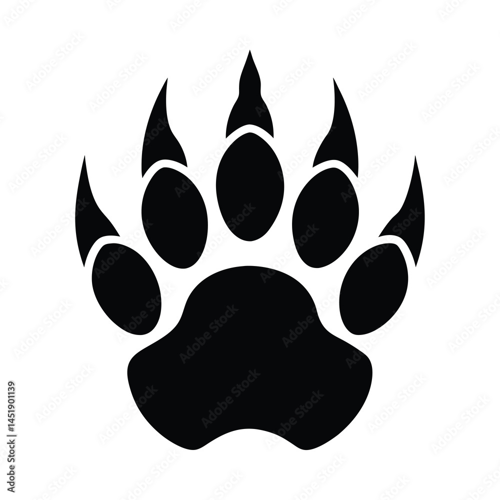 bear paw print with claws vector graphic 2 bear paw print with claws vector graphic 2