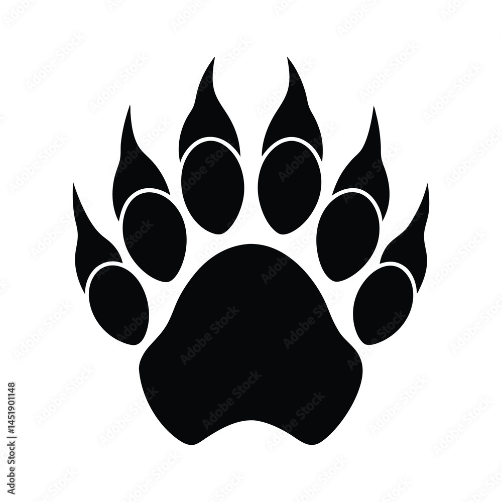 bear paw print with claws vector graphic bear paw print with claws vector graphic