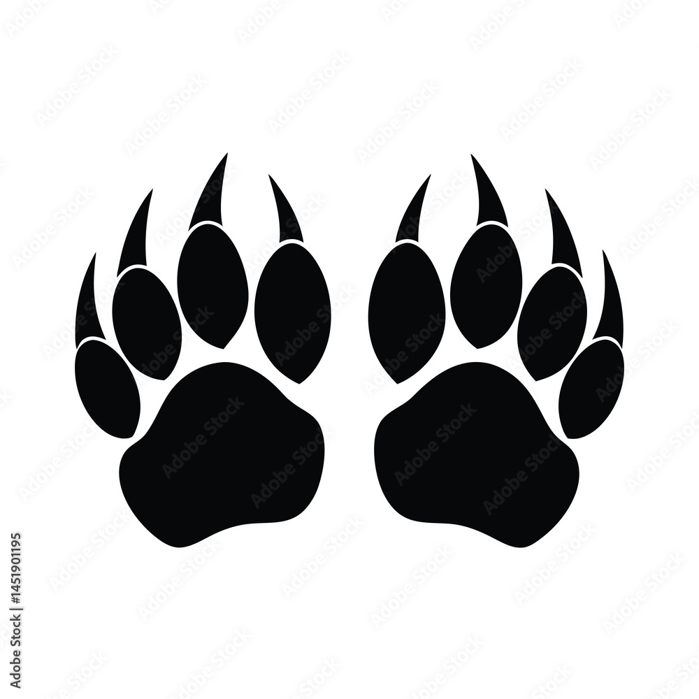 Bear Paw Claws Print Silhouette Vector Illustration Bear Paw Claws Print Silhouette Vector Illustration