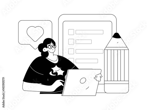 Invite friends to conduct questionnaire flat vector concept operation hand drawn illustration

