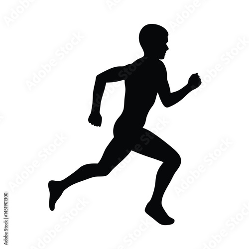 Silhouette of a man running, sprinting in motion