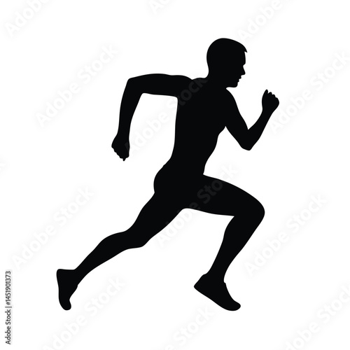 Silhouette of a man running, sprinting in motion