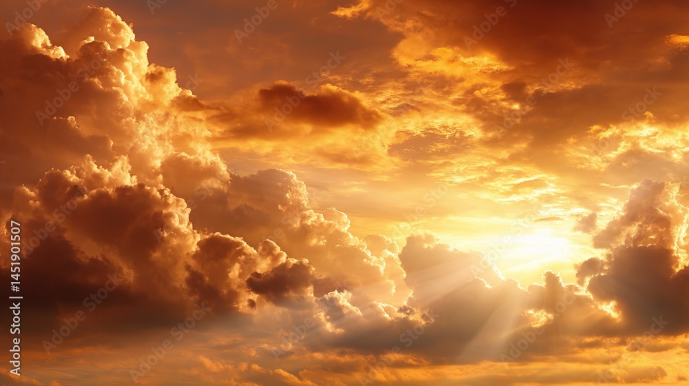 Warm Orange and Yellow Tones in the Sky with Beautiful Clouds
